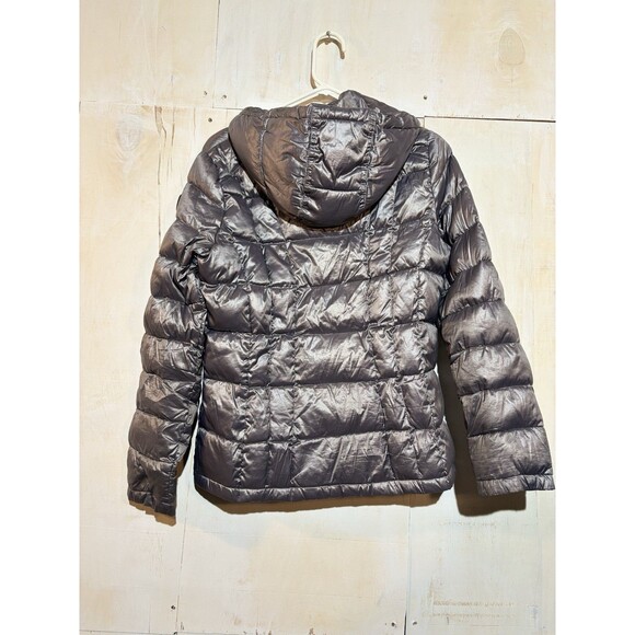 Calvin Klein Premium Down Packable Quilted Hooded Silver Puffer Jacket M - Picture 8 of 14